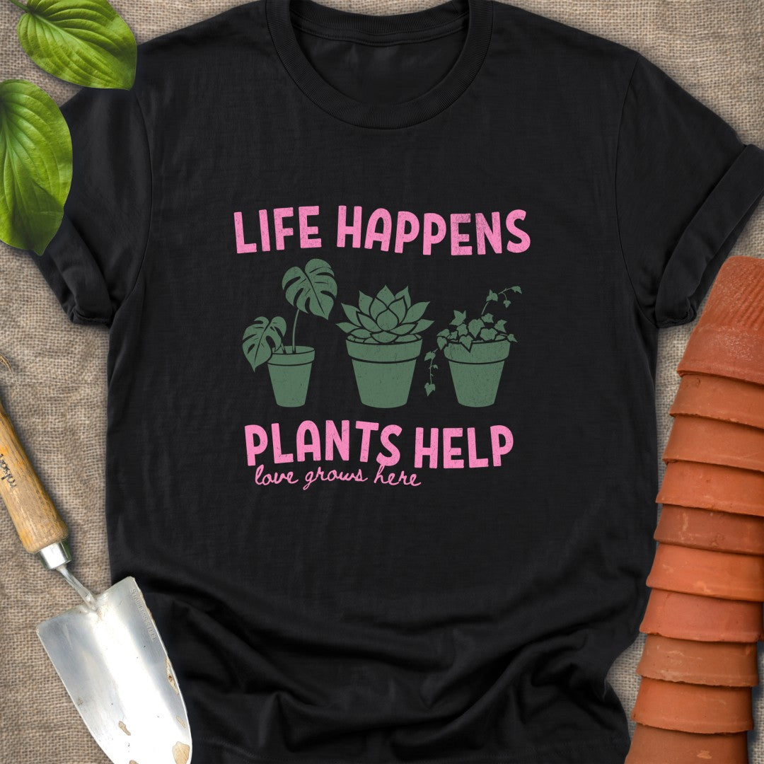 Life Happens Plants Help 80s Pink Green