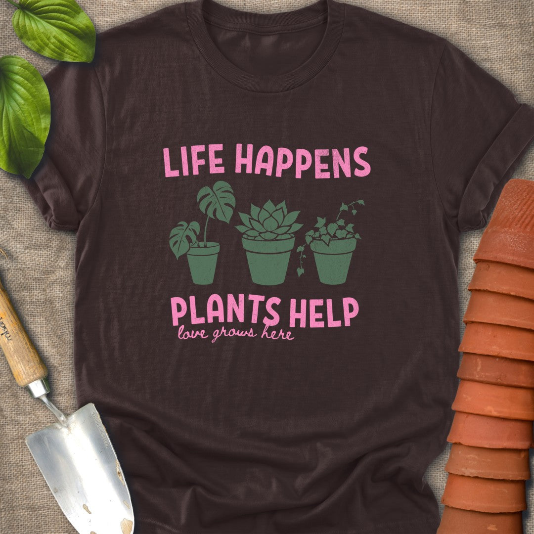 Life Happens Plants Help 80s Pink Green
