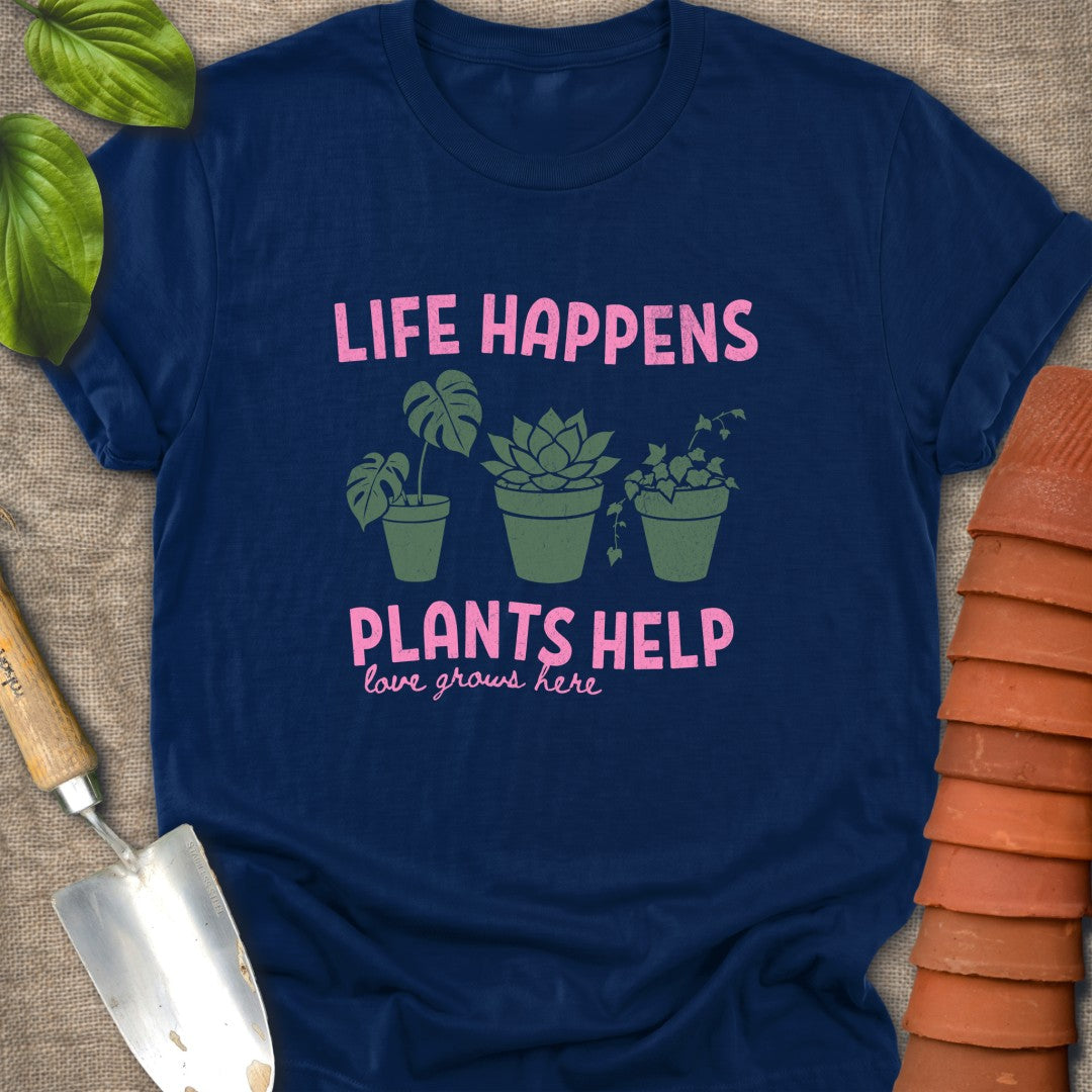 Life Happens Plants Help 80s Pink Green